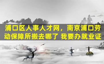 浦口区人事人才网，南京浦口劳动保障所搬去哪了 *办就业证